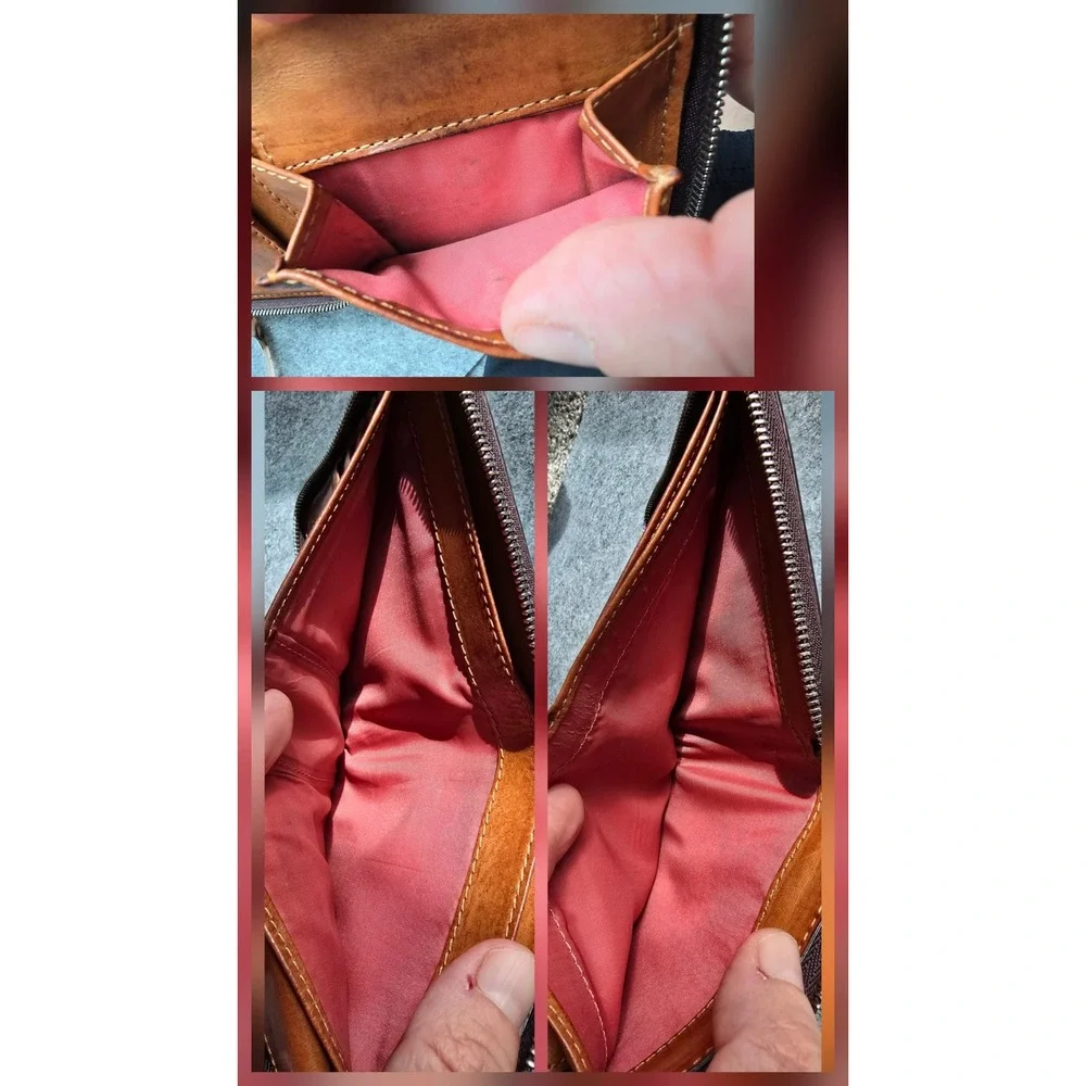 Vintage Coach Chelsea Brown Pebbled Leather Zip-Around Wallet pink stitching GUC